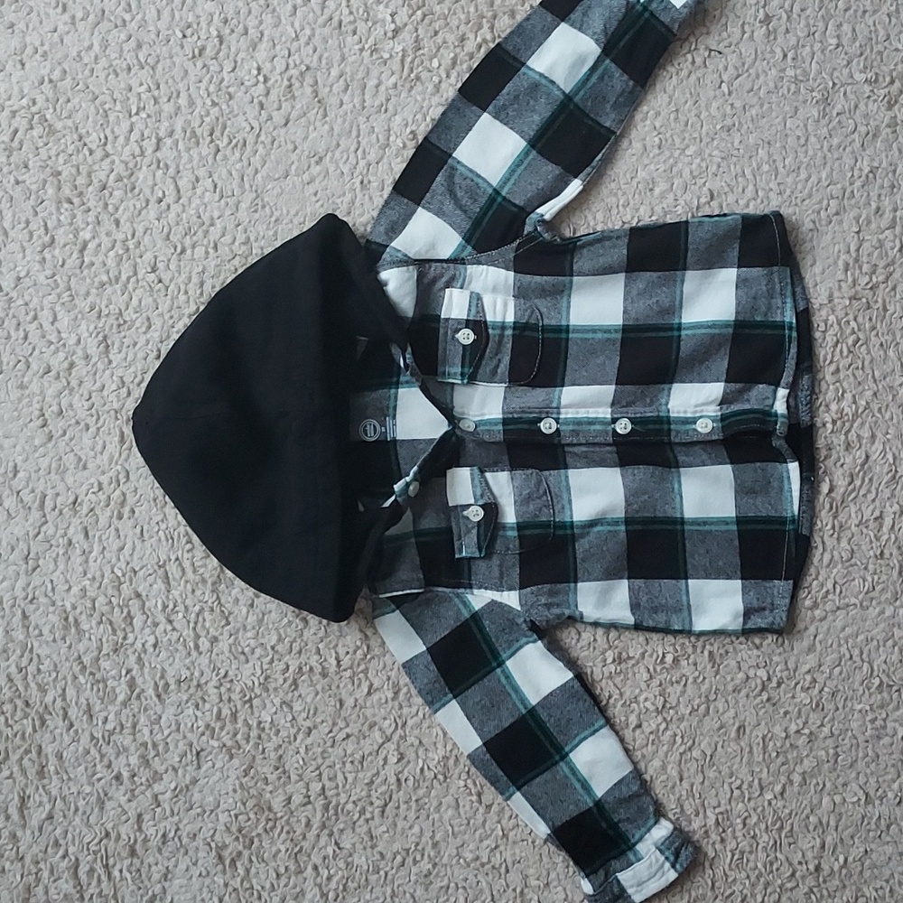Button up hooded flannel,  3T
